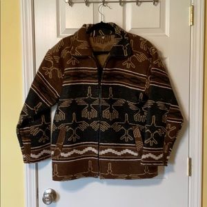 Woven zip- up coat from Peru.